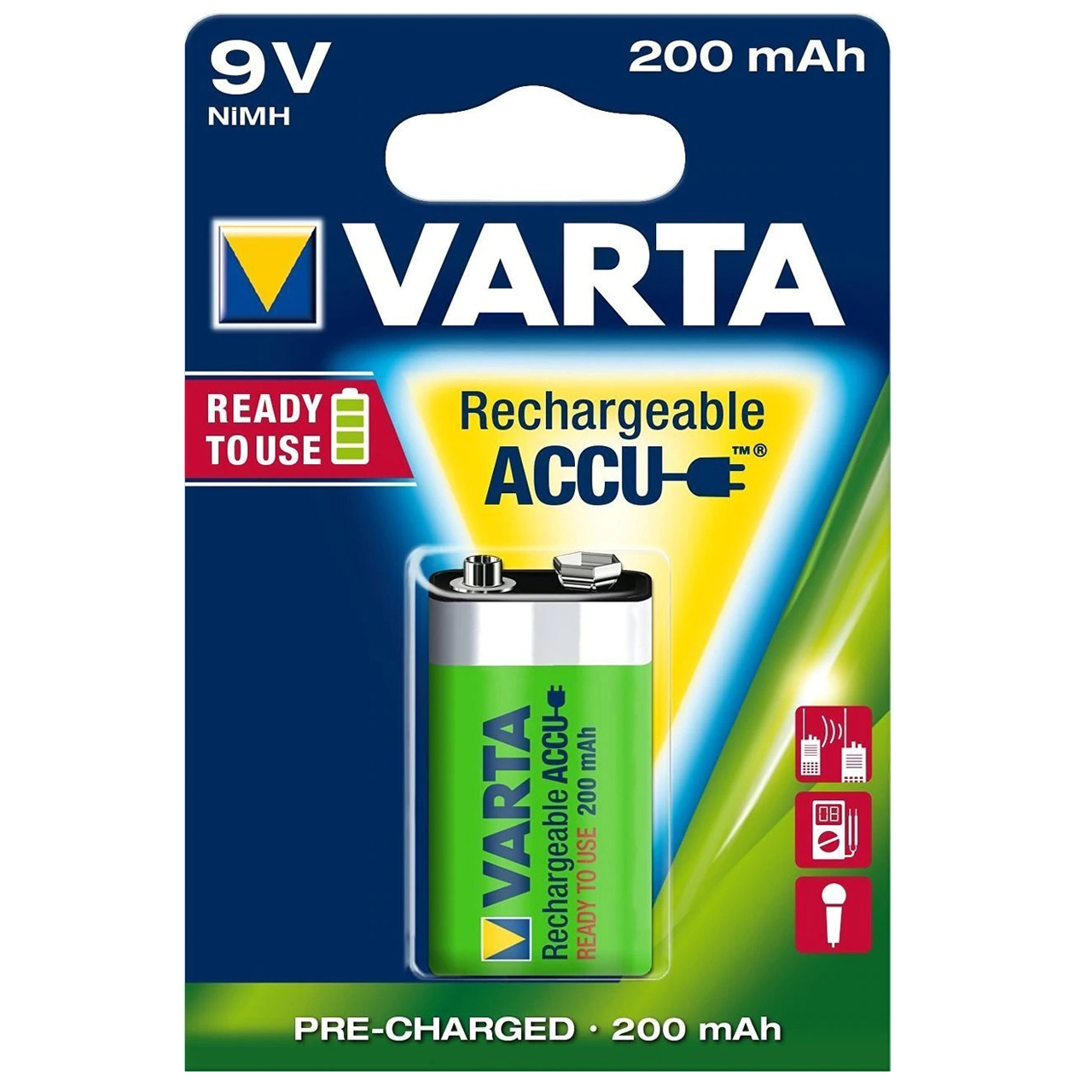 باتری 9 ولت شارژی (قابل شارژ) وارتا 200