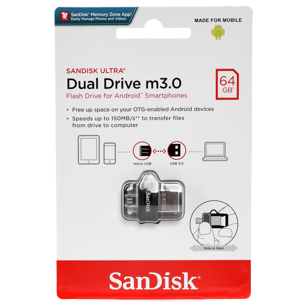 فلش مموری (کول دیسک) سن دیسک 64 گیگابایت سری Dual Drive