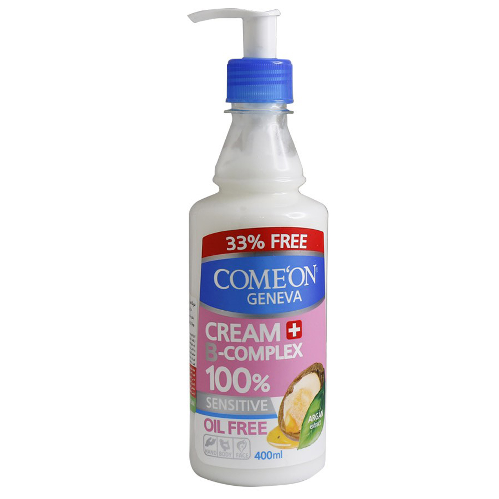 کرم پمپی کامان مدل مرطوب کننده پوست های چرب آرگان با حجم 400 میلی لیتر (comeon cream)