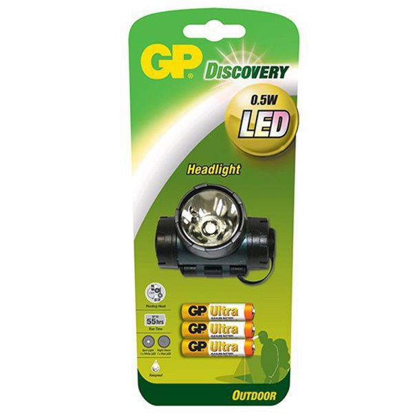 هدلایت جی پی (GP HEADLIGHT) به همراه 3 باتری نیم قلمی اولترا