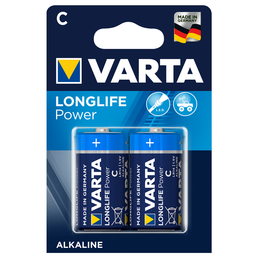 باتری متوسط وارتا لانگ لایف پاور (VARTA LONG LIFE POWER BATTERY C) 2 عددی - جعبه ی 10 جفتی